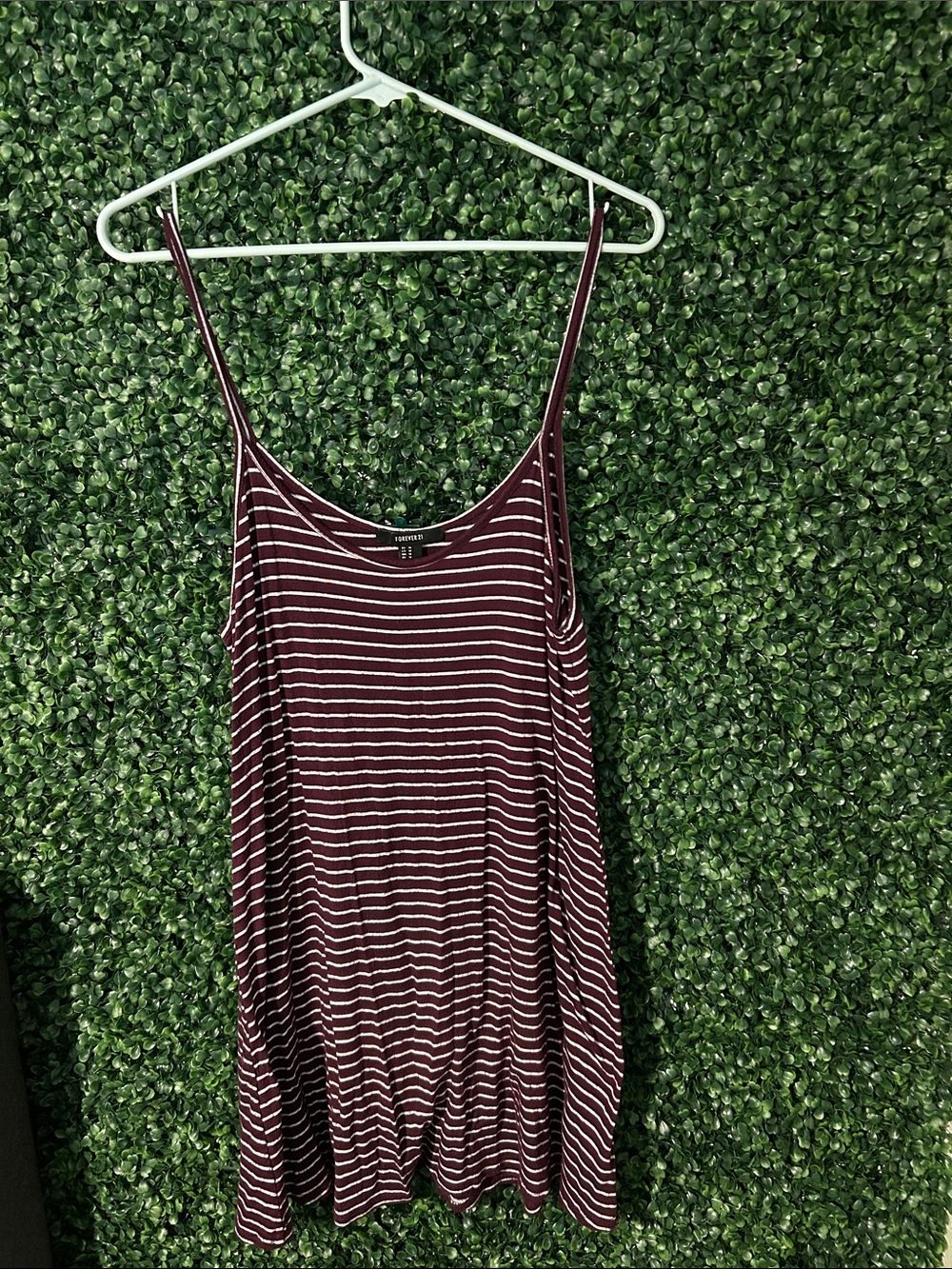 Forever 21 Burgundy and White Striped Spaghetti Strap Camisole